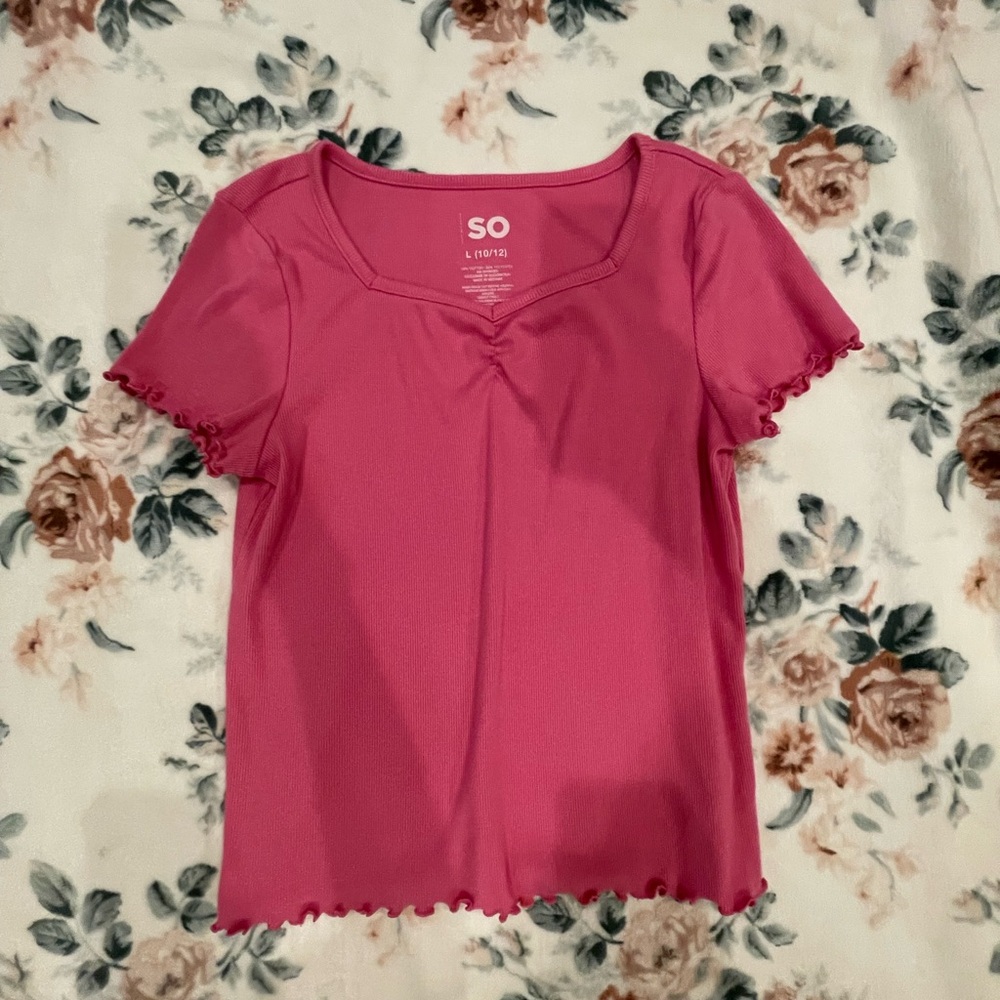 SO Vibrant Pink Ribbed Shirt